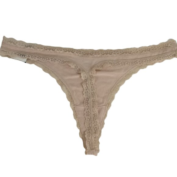 Jenni Women's Lace-Trim Thong Underwear 2XL XXL Chai Beige 3 Pairs - Picture 3 of 4